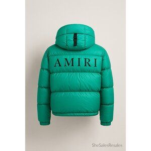 Amiri M.A Logo Down Puffer Jacket Teal Green XXL New With Tags Retail $2,274